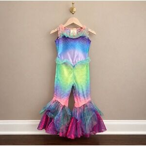Disney The Little Mermaid Girls Jumpsuit Rainbow Scale Bell Bottom Ariel 3-4T